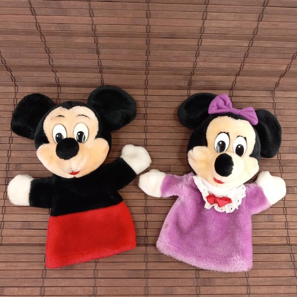 Vintage Plush Mickey Mouse Minnie Mouse Hand Puppets The Walt Disney Company - Picture 1 of 11